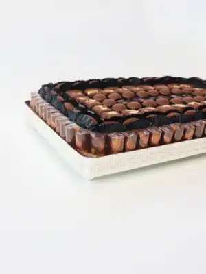 Silver Elegant Iron Tray with Chocolate