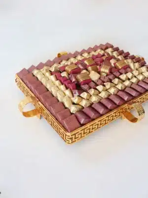 Golden Elegant Iron Tray with Chocolate